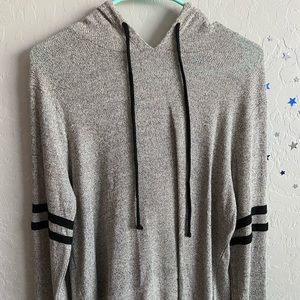 Gray and black shirt hoodie